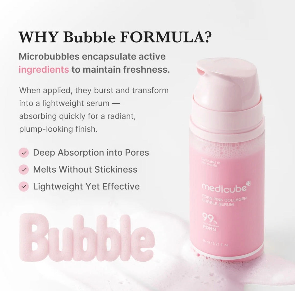 PDRN pink collagen bubble serum